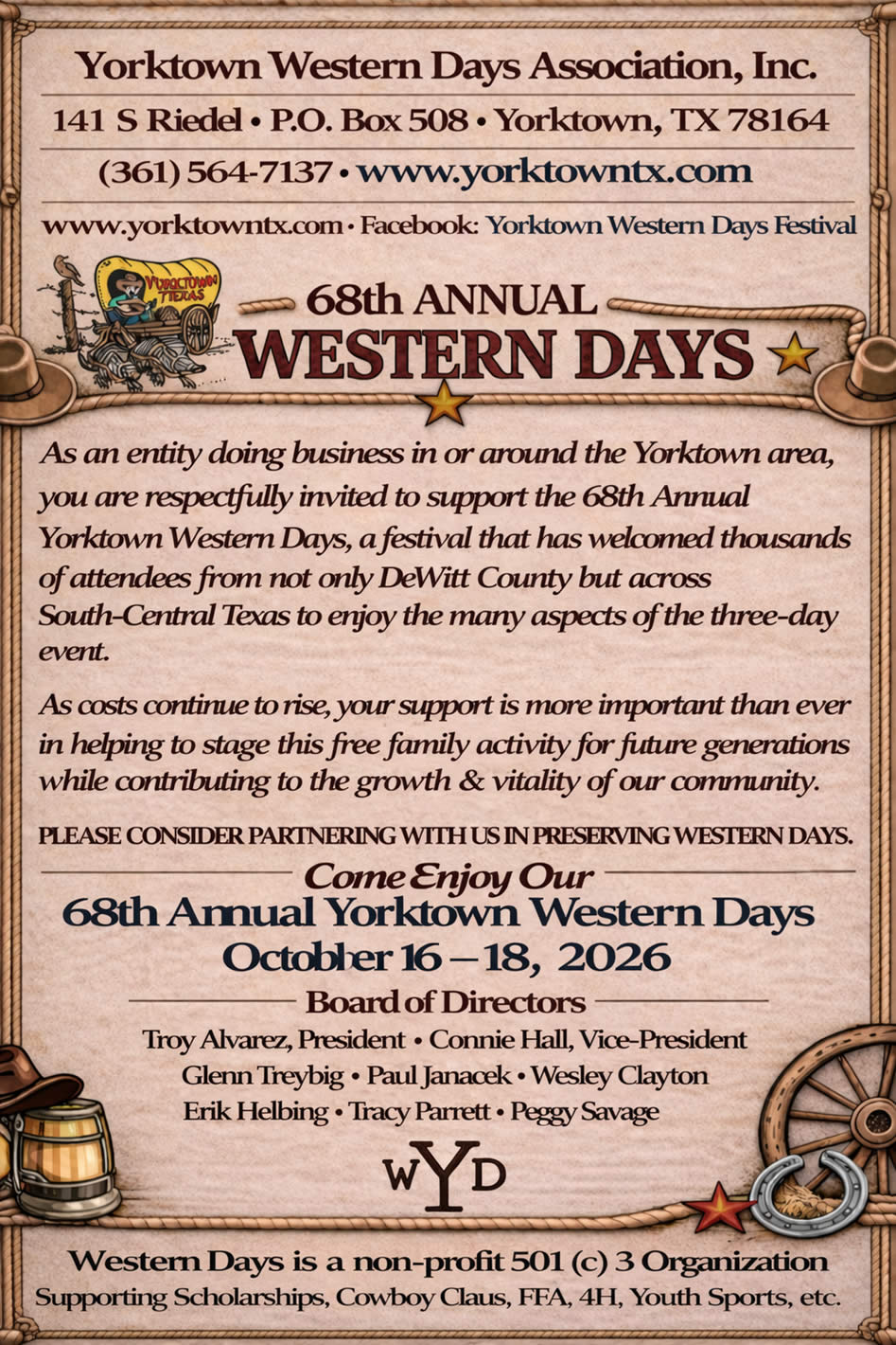Yorktown Texas Western Days Sponsorship